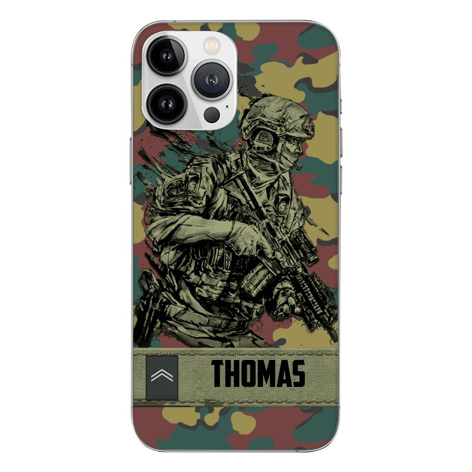 Personalized Belgian Soldier/Veterans Camo Phone Case Printed 22MAR-LN31