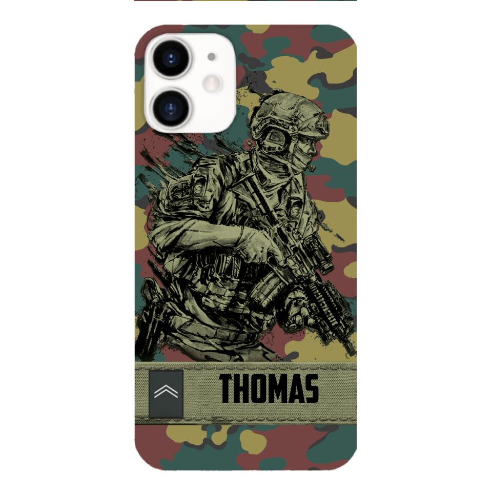 Personalized Belgian Soldier/Veterans Camo Phone Case Printed 22MAR-LN31