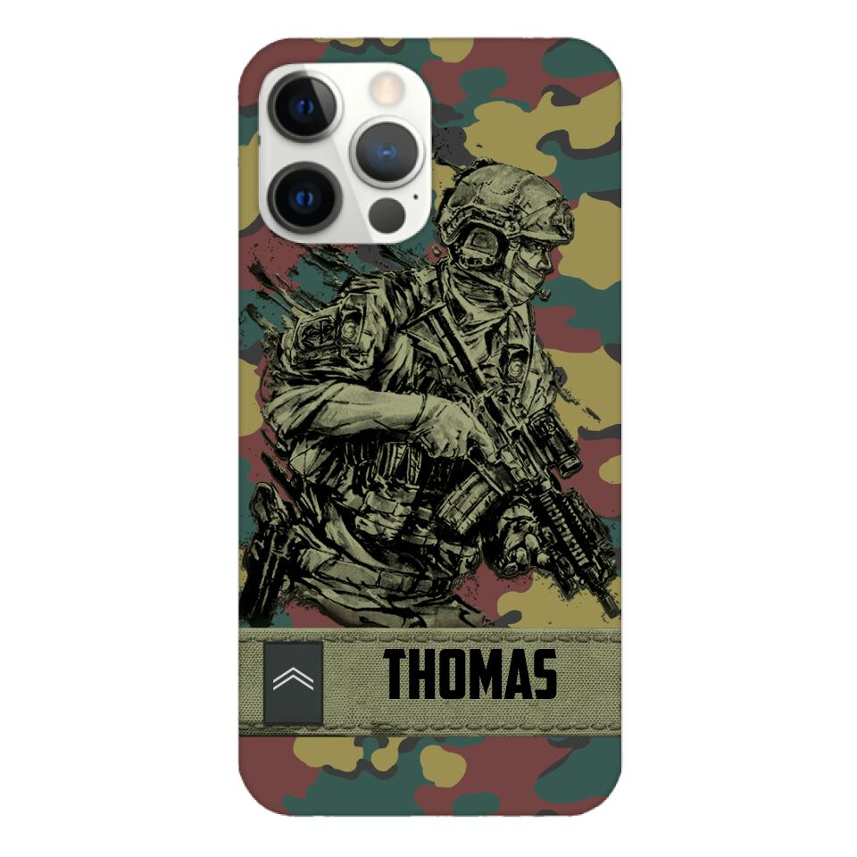 Personalized Belgian Soldier/Veterans Camo Phone Case Printed 22MAR-LN31