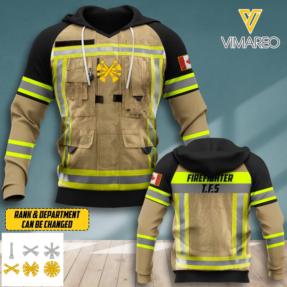 PERSOANLIZED CANADIAN FIREFIGHTER HOODIE 3D PRINTED QTDT3103