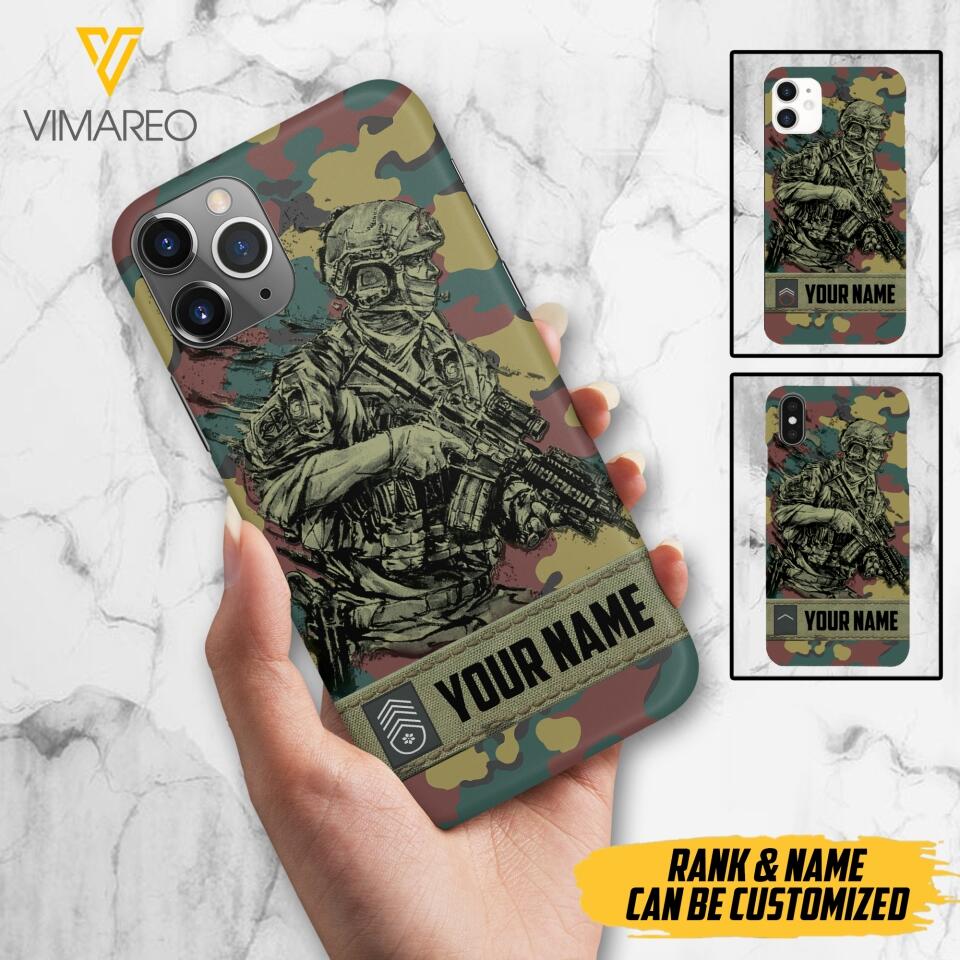 Personalized Belgian Soldier/Veterans Camo Phone Case Printed 22MAR-LN31