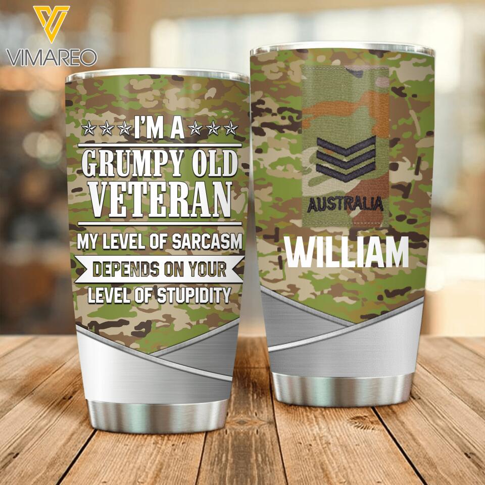 Personalized Australian Soldier Tumbler Printed 22APR-DT04