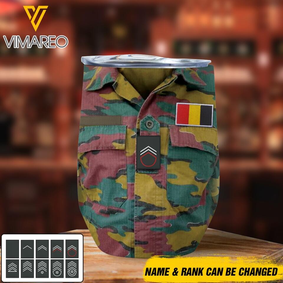 Personalized Belgium Soldier/Veterans Wine Tumbler Printed VHDT0404
