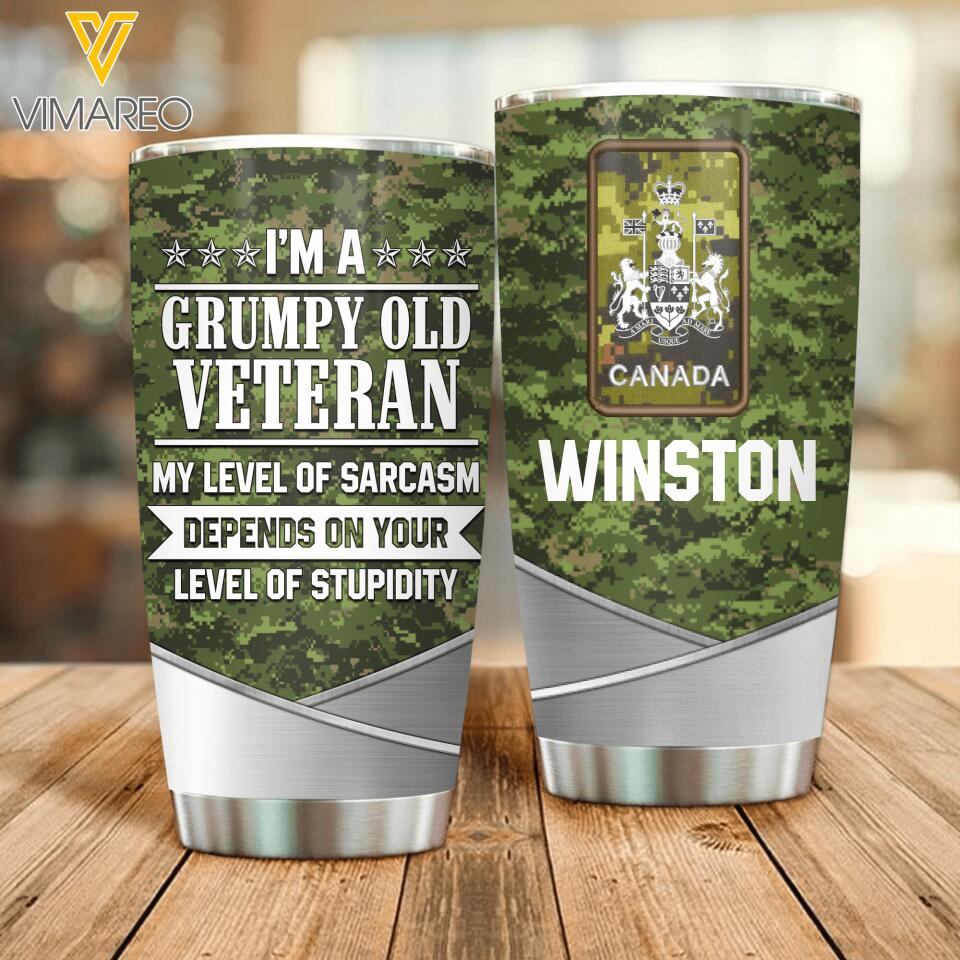 Personalized Canadian Veterans/Soldier Tumbler Printed 22APR-DT04