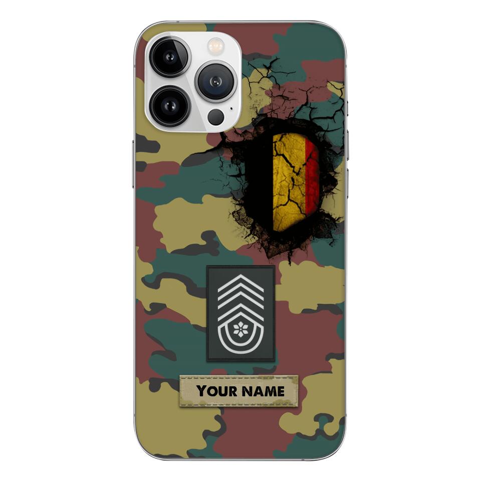 Personalized Belgium Army Veteran Camo Phone Case Printed 3C 0404