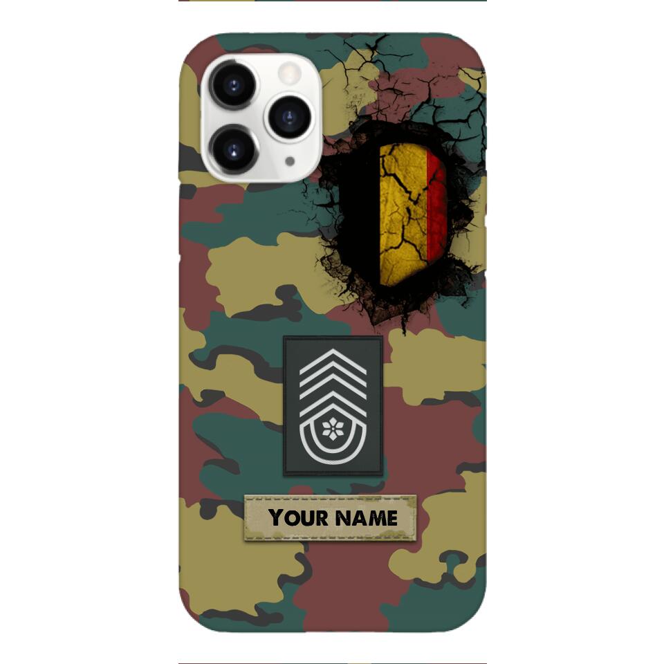 Personalized Belgium Army Veteran Camo Phone Case Printed 3C 0404