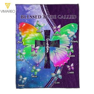 PERSONALIZED BUTTERFLY GRANDMA QUILT BLANKET PRINTED 3C 0504