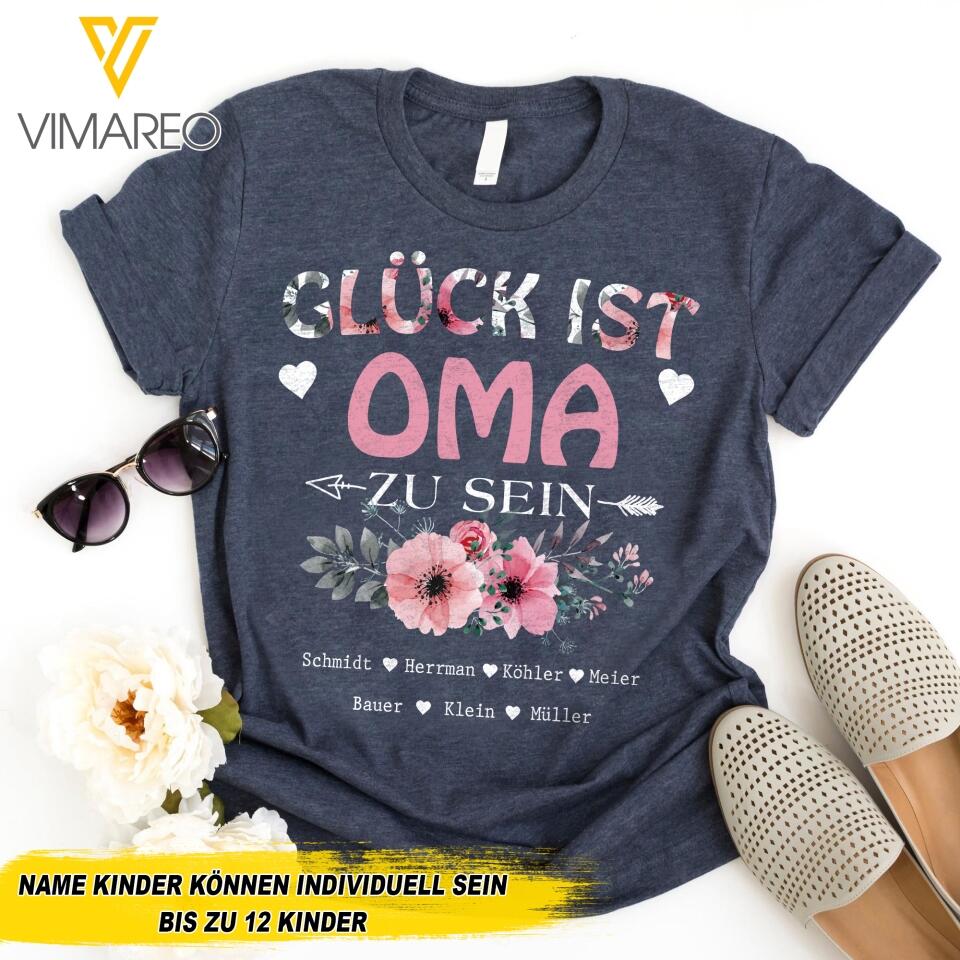 Personalized Gluck Ist Grandma Zu Sein Tshirt Printed QTDT0604