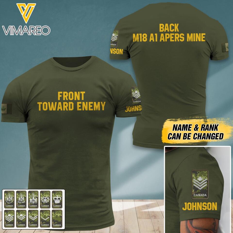PERSONALIZED CANADIAN SOLIDER ARMY FRONT TOWARD ENEMY TSHIRT PRINTED QTDT0604