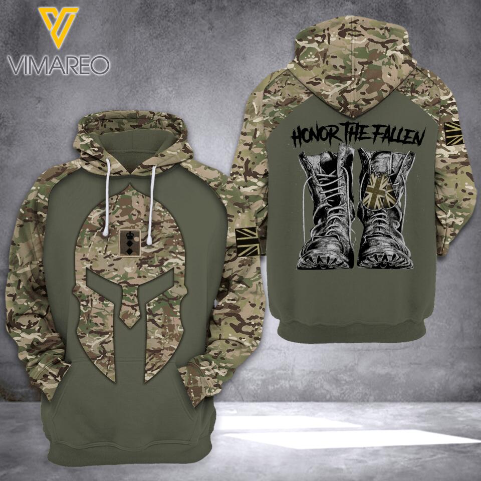 PERSONALIZED UK ARMY CAMO HONOR THE FALLEN STAND FOR THE FLAG HOODIE 3D PRINTED QTTQ0604