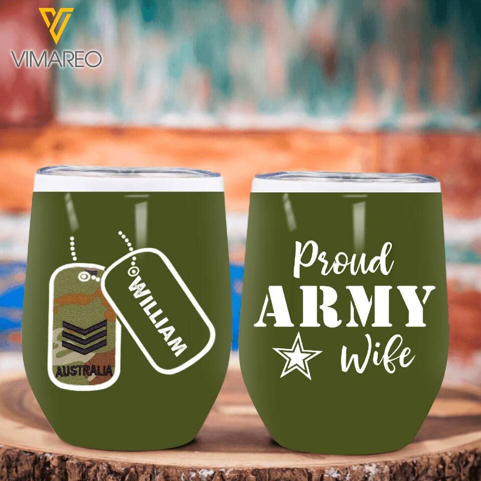 Personalized Australian Proud Army Wife Tumbler Printed 22APR-QH07