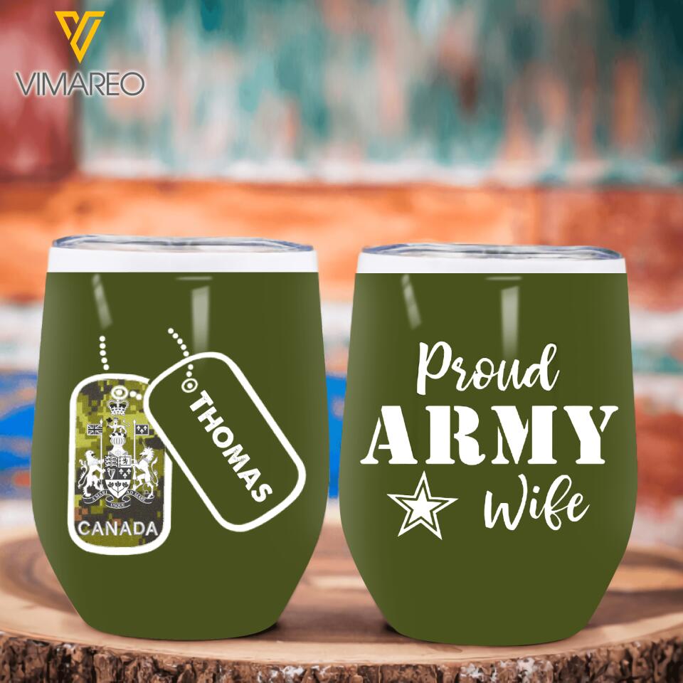 Personalized Canadian Proud Army Wife Tumbler Printed 22APR-QH07