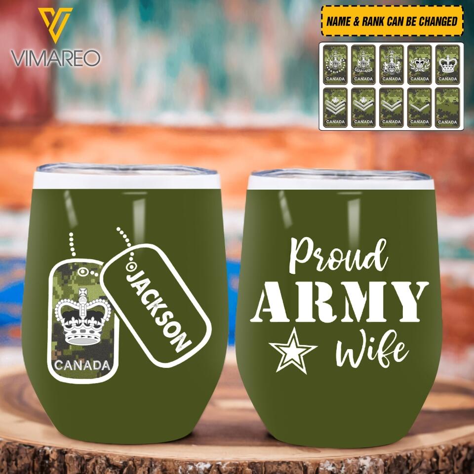 Personalized Canadian Proud Army Wife Tumbler Printed 22APR-QH07