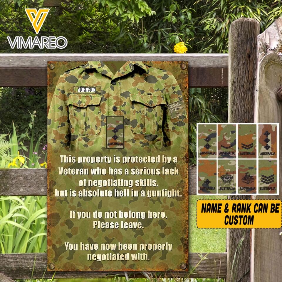 Personalized Australian Soldier Metal Sign Printed 22APR-HQ08