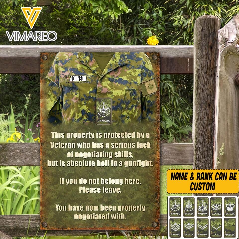 Personalized Canadian Soldier Metal Sign Printed 22APR-HQ08