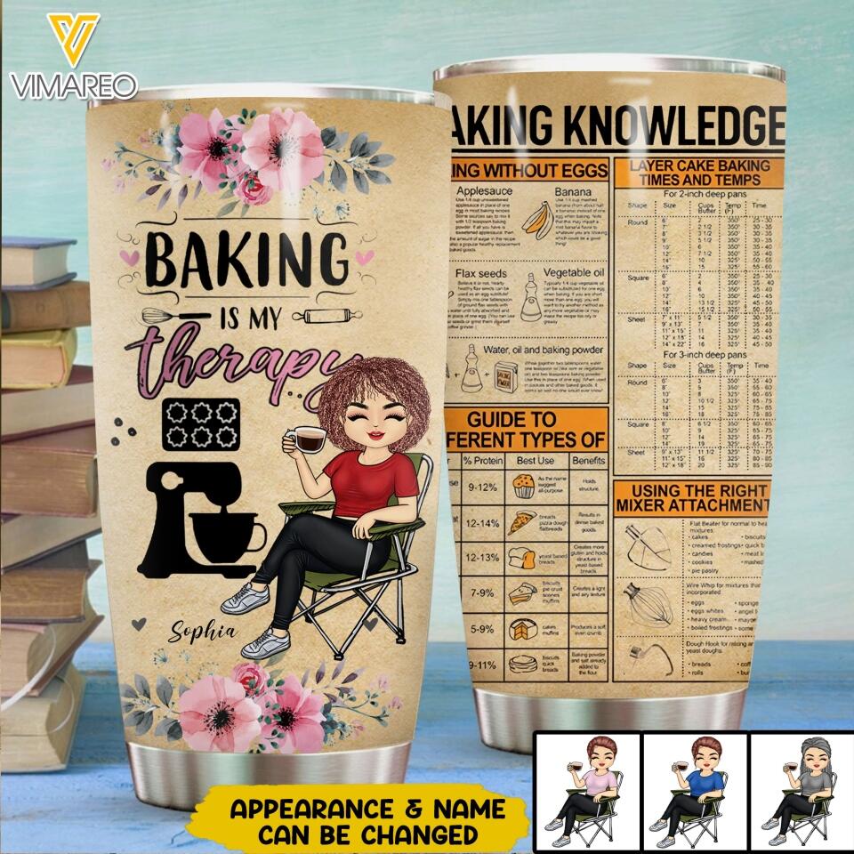 Personalized Baking is My Therapy Tumbler Printed QTTN0804