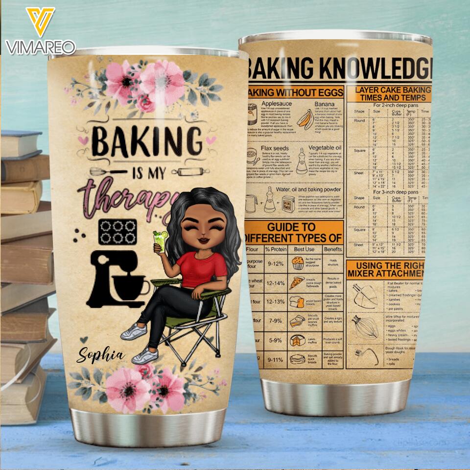 Personalized Baking is My Therapy Tumbler Printed QTTN0804