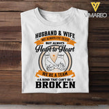 PERSONALIZED HUSBAND AND WIFE HEART TO HEART WE'RE A TEAM TSHIRT QTDT1204