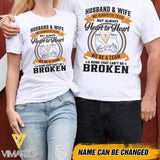 PERSONALIZED HUSBAND AND WIFE HEART TO HEART WE'RE A TEAM TSHIRT QTDT1204