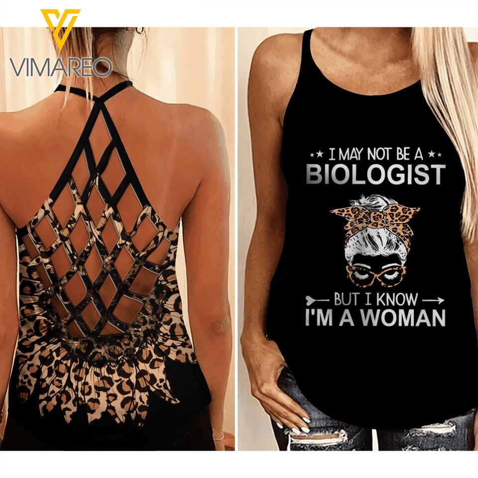 PERSONALIZED BIOLOGIST WOMAN CRISS CROSS TANK QTMQ1204