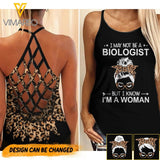 PERSONALIZED BIOLOGIST WOMAN CRISS CROSS TANK QTMQ1204