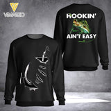 PERSONALIZED HOOKING AIN'T EASY FISHING TSHIRT OR SWEATSHIRT PRINTED QTTN1304
