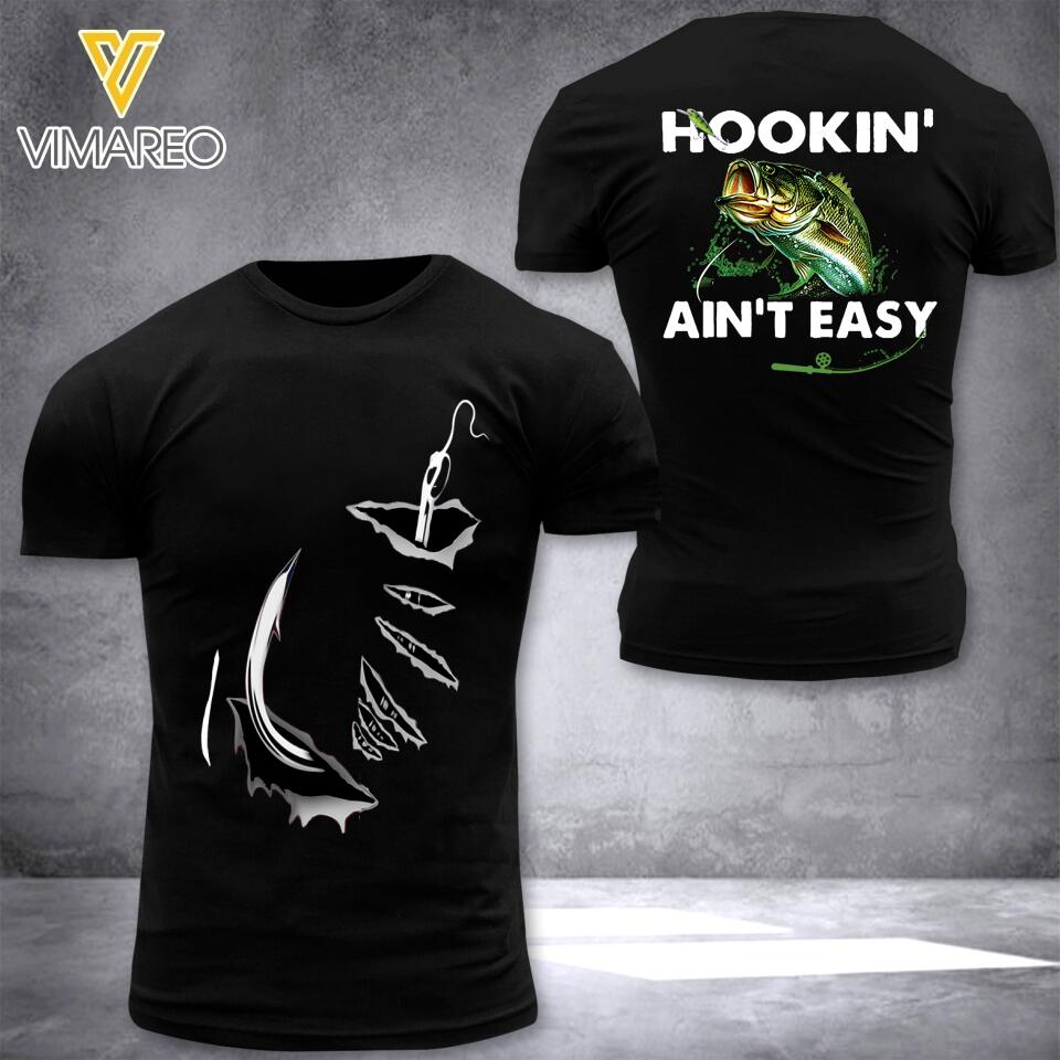 PERSONALIZED HOOKING AIN'T EASY FISHING TSHIRT OR SWEATSHIRT PRINTED QTTN1304