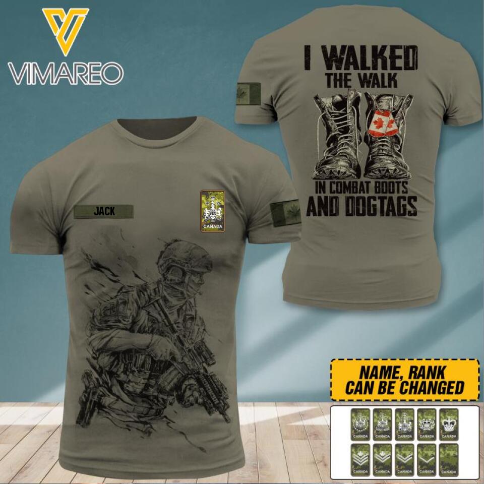 DH Personalized Canadian Soldier/Veterans Tshirt 3D Printed MQ1404