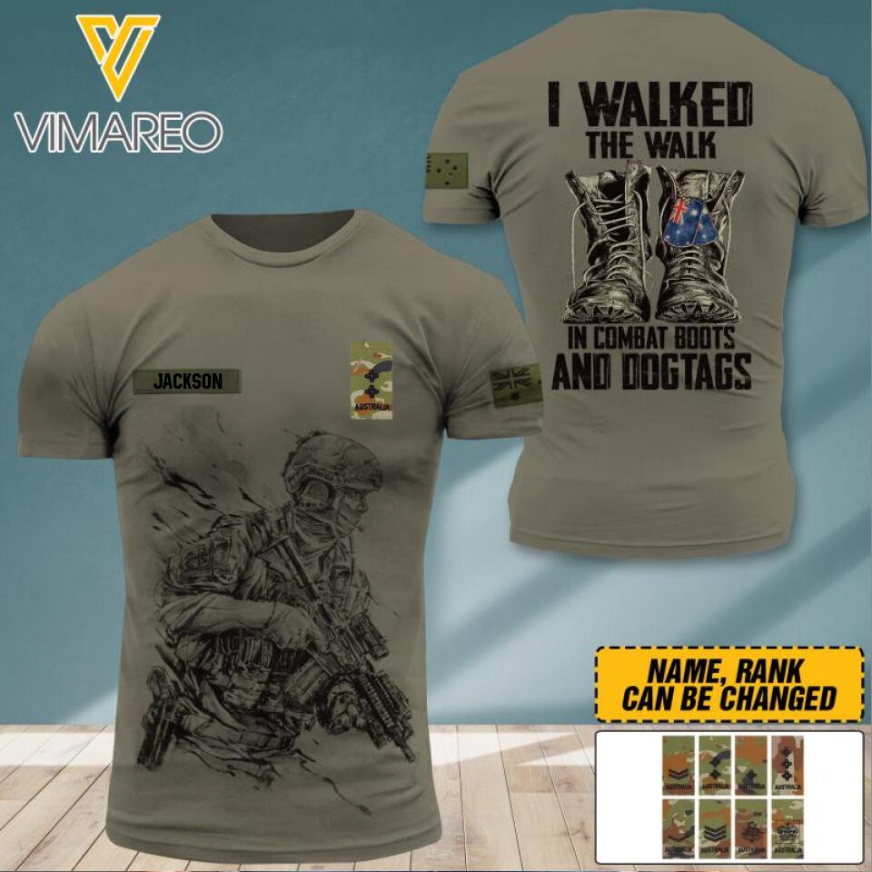 DH Personalized Australian Soldier/Veterans Tshirt 3D Printed MQ1404