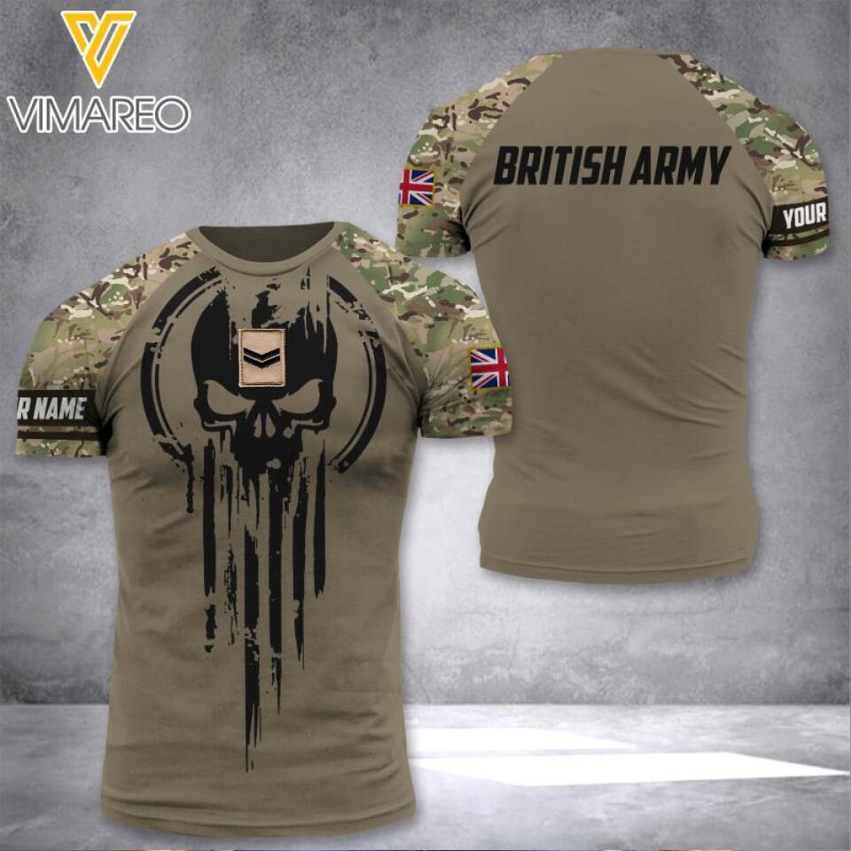 DH Personalized British Soldier/Veterans Tshirt 3D Printed DT1404