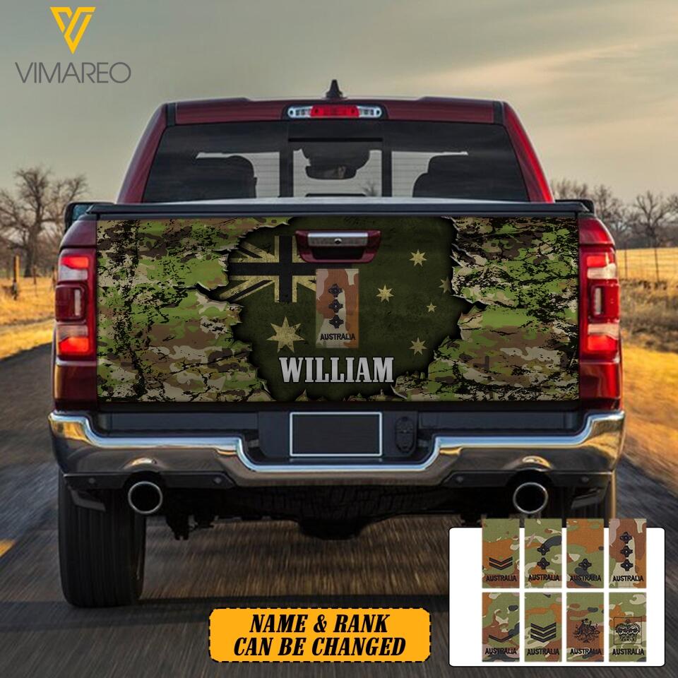 DH Personalized Australian Soldier Camo Tailgate Decal Printed DT1504
