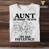PERSONALIZED AUNT THE WOMAN THE MYTH THE BAD INFLUENCE TSHIRT QTDT1904