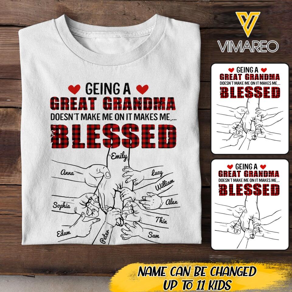 PERSONALIZED GREAT GRANDMA BLESSED TSHIRT 3N 1904