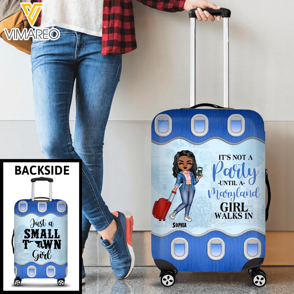 DH Personalized Maryland Girl Walks In Cabin Suitcase Printed DT1904