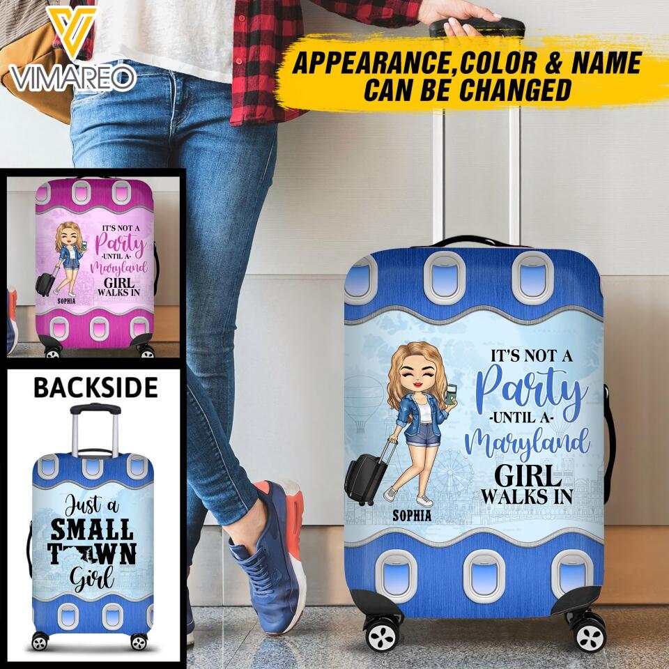 DH Personalized Maryland Girl Walks In Cabin Suitcase Printed DT1904