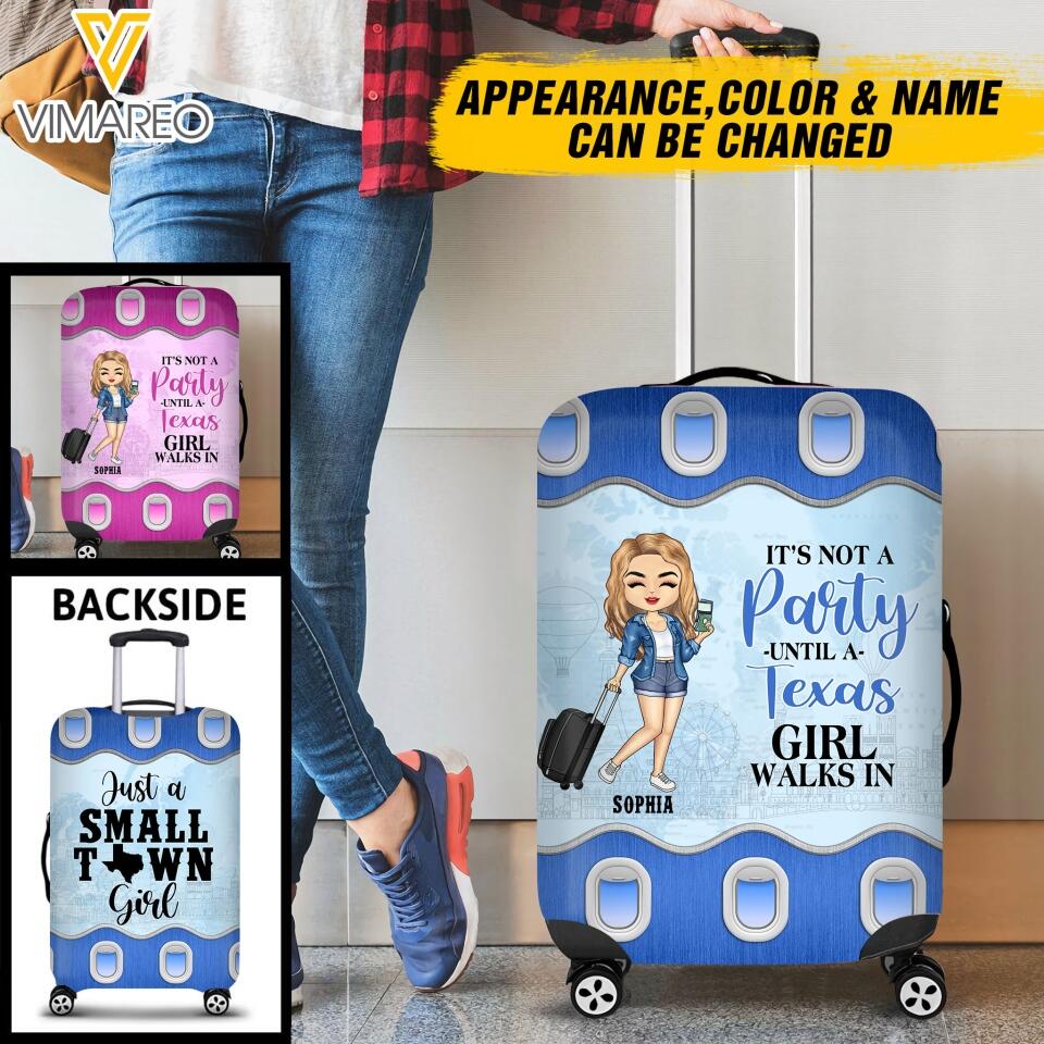 DH Personalized Texas Girl Walks In Cabin Suitcase Printed DT1904