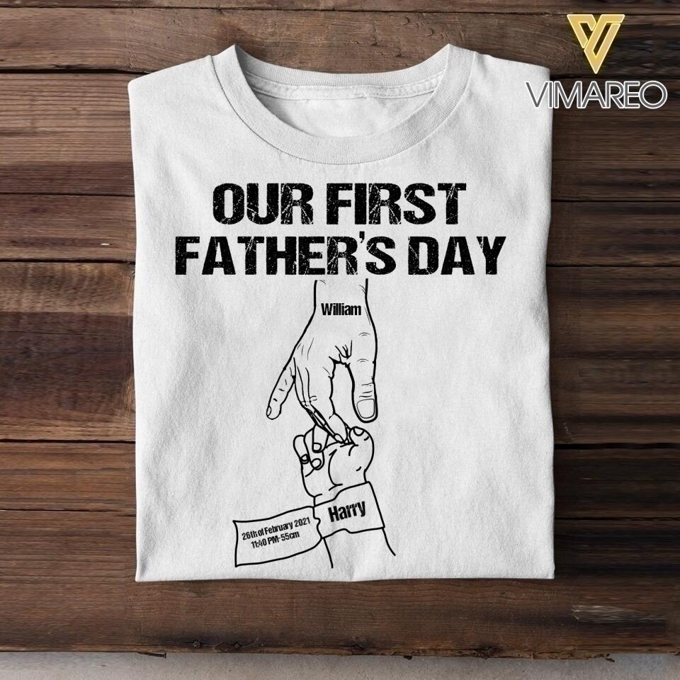 Personalized Our First Father's Day Tshit Printed 22APR-HQ19