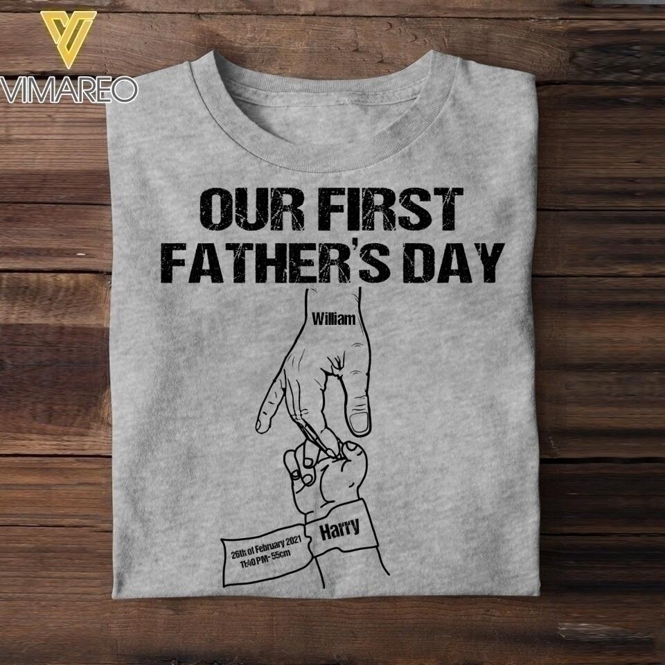 Personalized Our First Father's Day Tshit Printed 22APR-HQ19