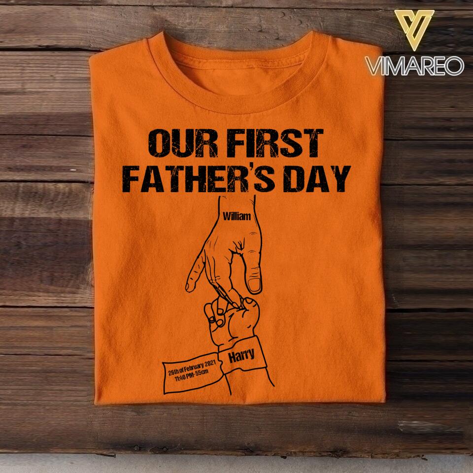Personalized Our First Father's Day Tshit Printed 22APR-HQ19