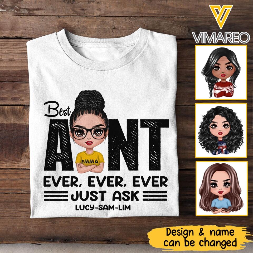 Personalized Best Aunt Ever Tshirt Printed 22APR-LN21