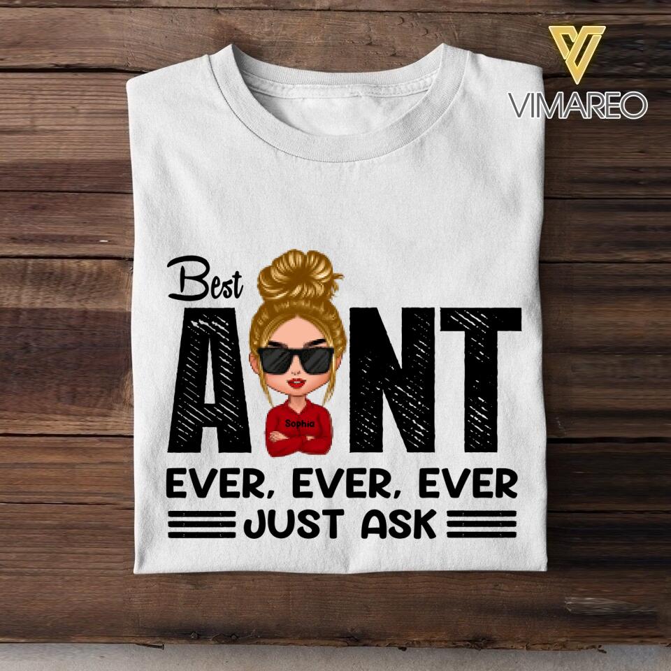 Personalized Best Aunt Ever Tshirt Printed 22APR-LN21