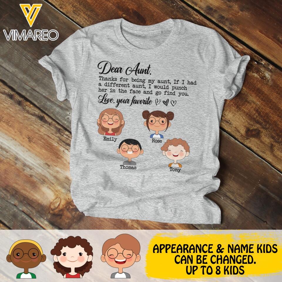 Personalized Aunt KidTshirt Printed 22APR-DT22