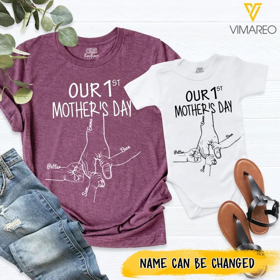 PERSONALIZED OUR 1ST MOPTHER'S DAY BABY ONESIZE OR TSHIRT QTTN2204