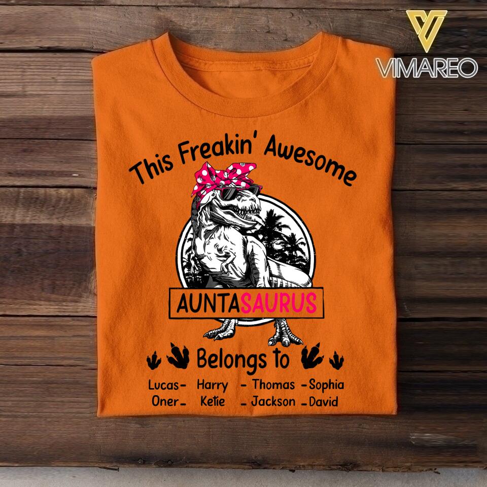 Personalized This Freakin' Awesome Auntasaurus Kid Tshirt Printed 22APR-HQ22