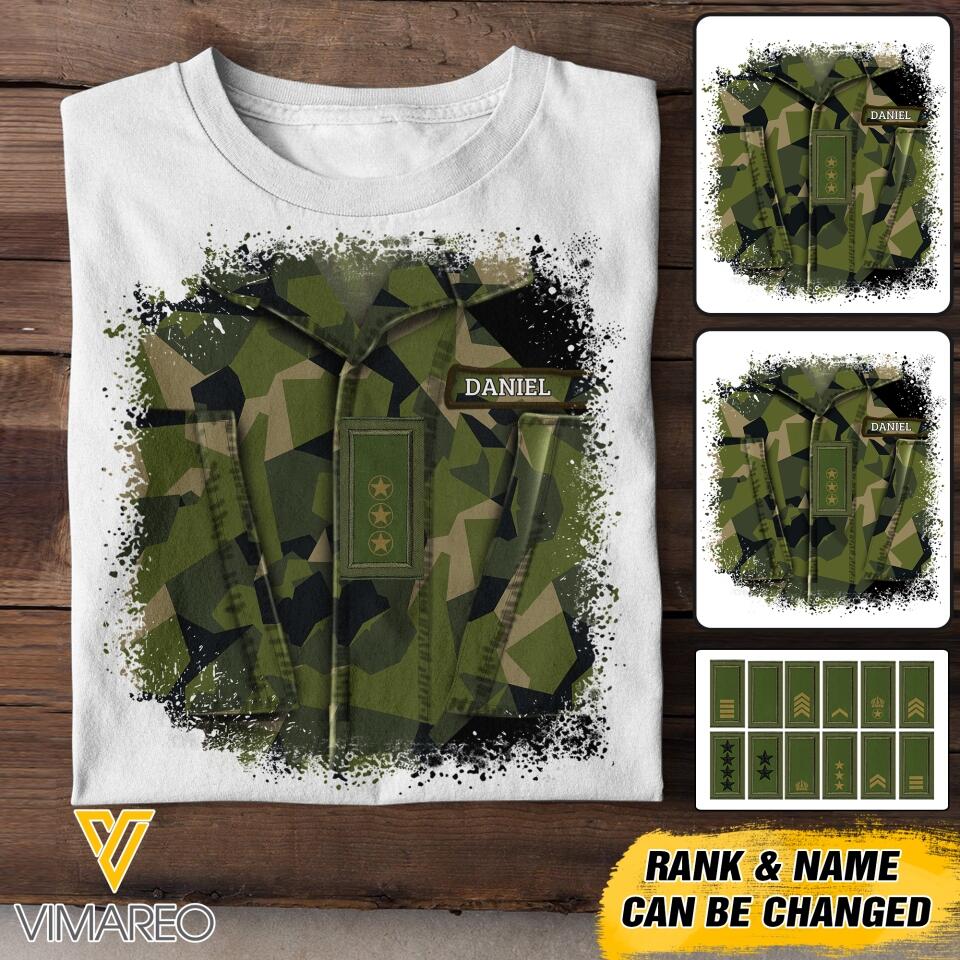Personalized Swedish Soldier Tshit Printed 22APR-DT23