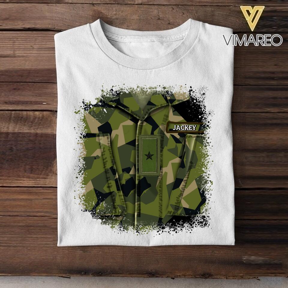 Personalized Swedish Soldier Tshit Printed 22APR-DT23