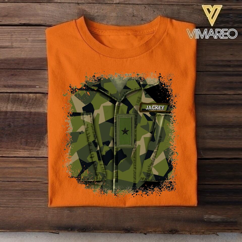 Personalized Swedish Soldier Tshit Printed 22APR-DT23