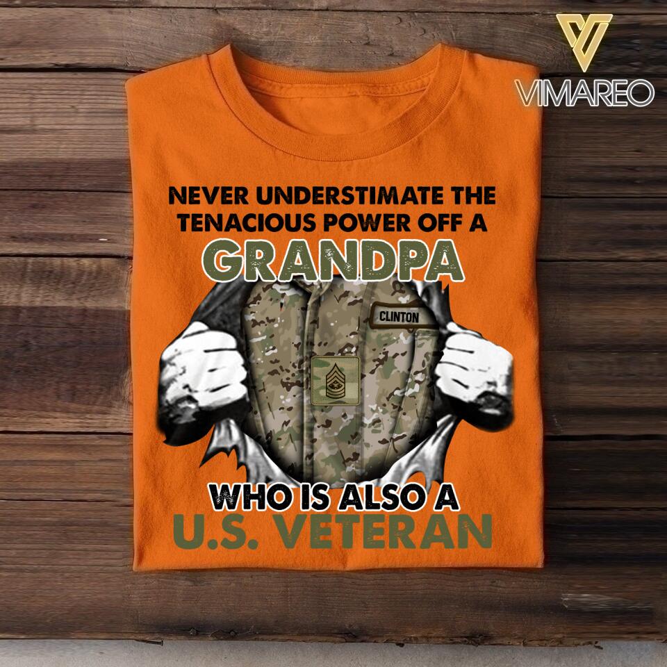 Personalized U.S Veterans/Soldier Tshit Printed 22APR-HC25