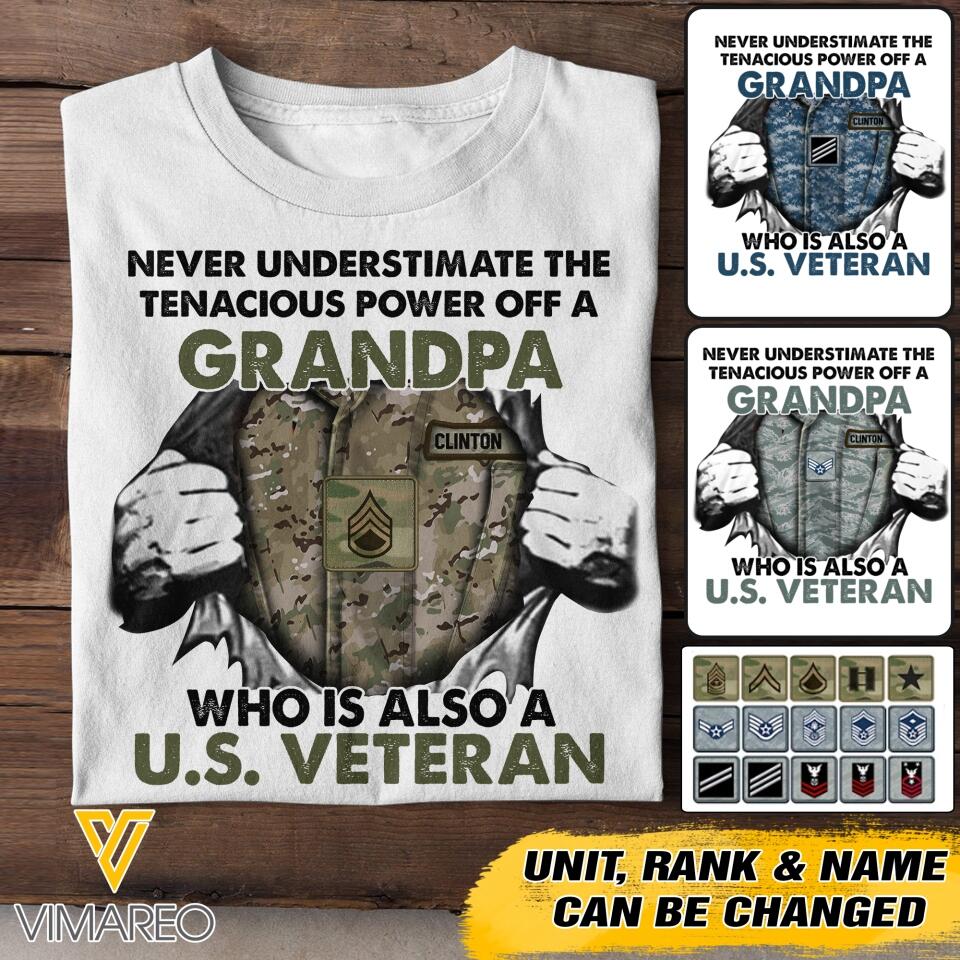 Personalized U.S Veterans/Soldier Tshit Printed 22APR-HC25