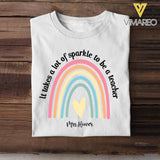 PERSONALIZED IT TAKES A LOT OF SPARKE TO BE A TEACHER TSHIRT OR TUMBLER QTDT2704